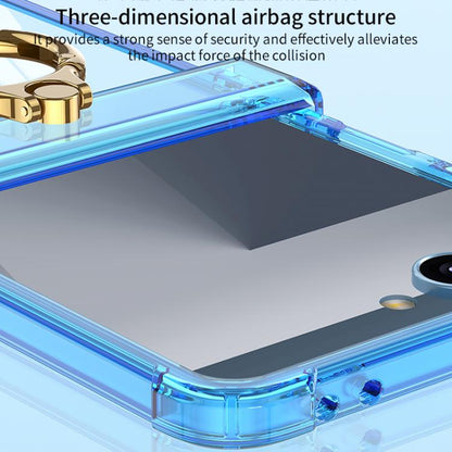 For Samsung Galaxy Z Flip7 5G Gkk Airbag Hinge Silicone Phone Case with Ring Holder(Transparent Blue) - Galaxy Z Flip7 5G Cases by GKK | Online Shopping UK | buy2fix