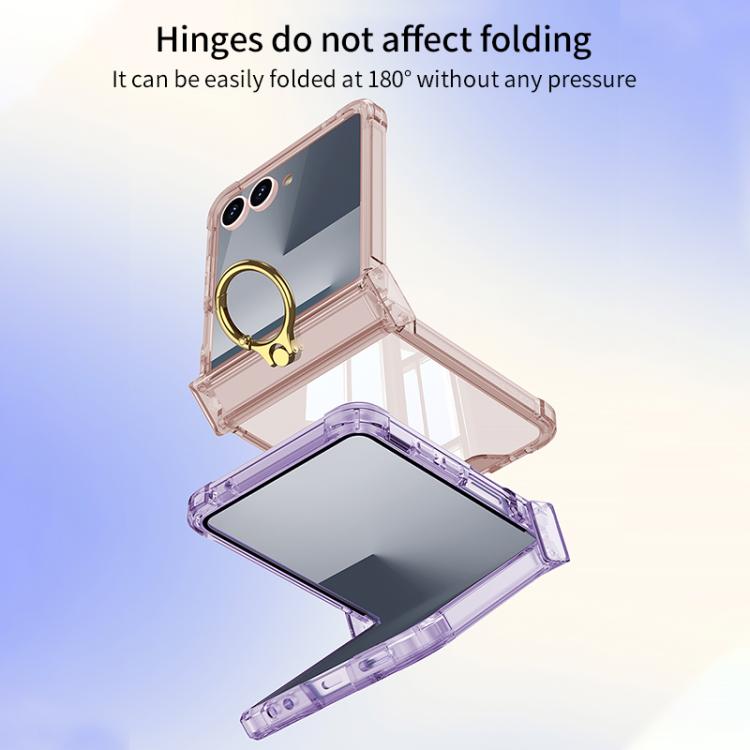 For Samsung Galaxy Z Flip7 5G Gkk Airbag Hinge Silicone Phone Case with Ring Holder(Transparent Blue) - Galaxy Z Flip7 5G Cases by GKK | Online Shopping UK | buy2fix