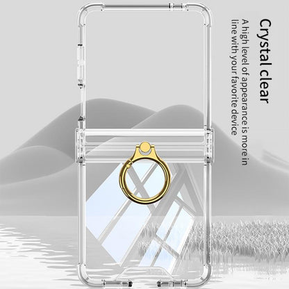 For Samsung Galaxy Z Flip7 5G Gkk Airbag Hinge Silicone Phone Case with Ring Holder(Transparent Green) - Galaxy Z Flip7 5G Cases by GKK | Online Shopping UK | buy2fix
