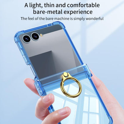 For Samsung Galaxy Z Flip7 5G Gkk Airbag Hinge Silicone Phone Case with Ring Holder(Transparent Black) - Galaxy Z Flip7 5G Cases by GKK | Online Shopping UK | buy2fix
