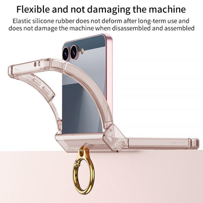 For Samsung Galaxy Z Flip7 5G Gkk Airbag Hinge Silicone Phone Case with Ring Holder(Transparent Black) - Galaxy Z Flip7 5G Cases by GKK | Online Shopping UK | buy2fix
