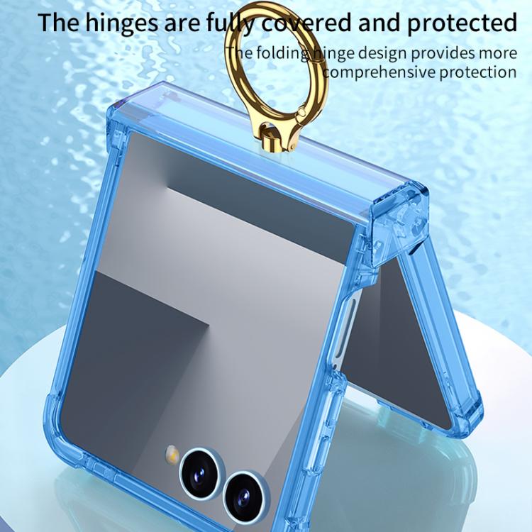 For Samsung Galaxy Z Flip7 5G Gkk Airbag Hinge Silicone Phone Case with Ring Holder(Transparent Purple) - Galaxy Z Flip7 5G Cases by GKK | Online Shopping UK | buy2fix