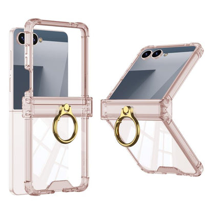 For Samsung Galaxy Z Flip7 5G Gkk Airbag Hinge Silicone Phone Case with Ring Holder(Transparent Orange) - Galaxy Z Flip7 5G Cases by GKK | Online Shopping UK | buy2fix