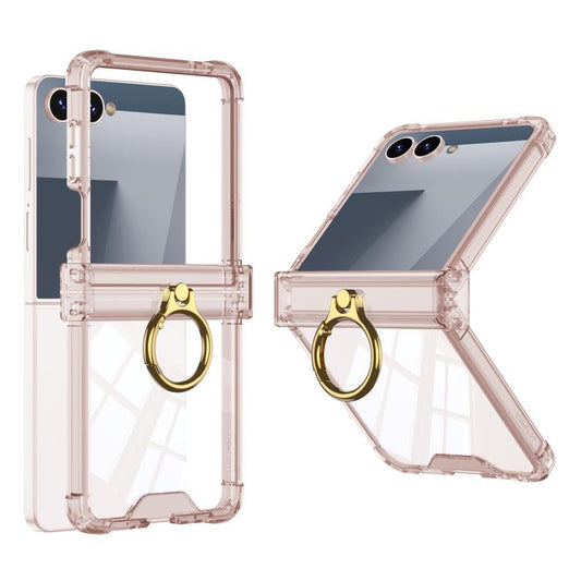For Samsung Galaxy Z Flip7 5G Gkk Airbag Hinge Silicone Phone Case with Ring Holder(Transparent Orange) - Galaxy Z Flip7 5G Cases by GKK | Online Shopping UK | buy2fix