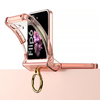 For Samsung Galaxy Z Flip6 / Flip7 FE Gkk Airbag Hinge Silicone Phone Case with Ring Holder & Tempered Film(Transparent Black) - Galaxy Z Flip6 5G Cases by GKK | Online Shopping UK | buy2fix