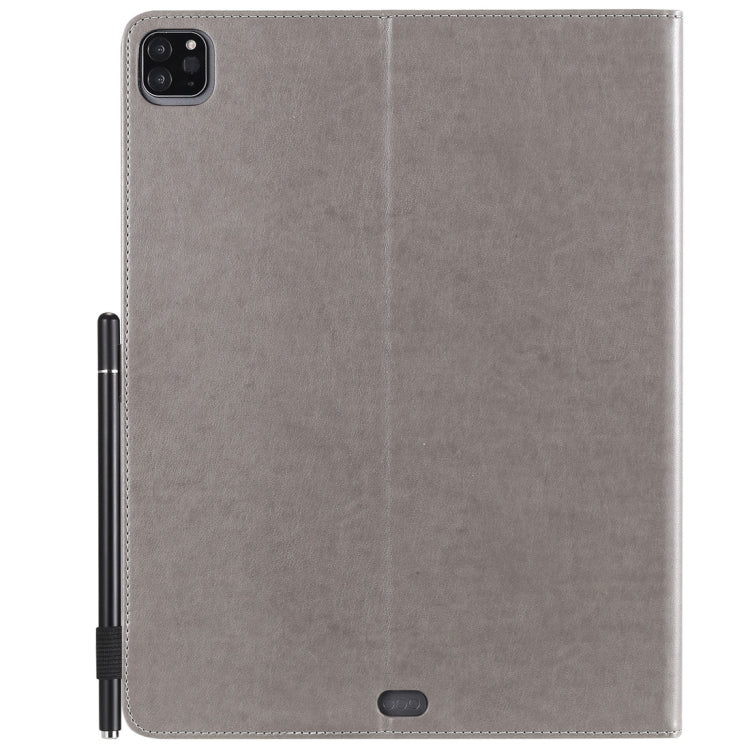 For iPad Pro 12.9 (2020) & (2018) Cat Bee Embossing Pattern Horizontal Flip Leather Tablet Case with Holder & Card Slots & Wallet & Pen Slot(Grey) - iPad Pro 12.9 (2020) Cases by buy2fix | Online Shopping UK | buy2fix