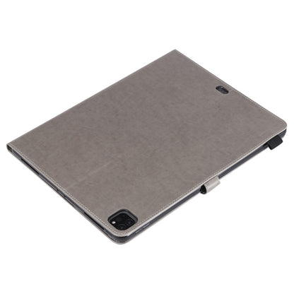 For iPad Pro 12.9 (2020) & (2018) Cat Bee Embossing Pattern Horizontal Flip Leather Tablet Case with Holder & Card Slots & Wallet & Pen Slot(Grey) - iPad Pro 12.9 (2020) Cases by buy2fix | Online Shopping UK | buy2fix
