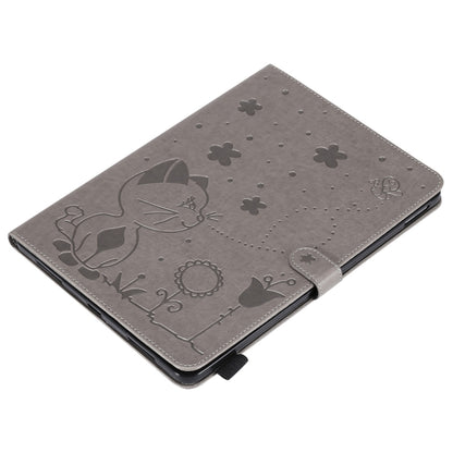For iPad Pro 11 (2020) & (2018) Cat Bee Embossing Pattern Horizontal Flip Leather Tablet Case with Holder & Card Slots & Wallet & Pen Slot & Wake-up / Sleep Function(Grey) - iPad Pro 11 (2020) Cases by buy2fix | Online Shopping UK | buy2fix