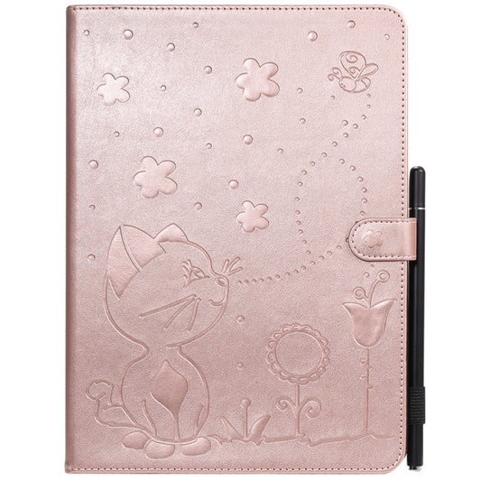 For iPad Pro 11 (2020) & (2018) Cat Bee Embossing Pattern Horizontal Flip Leather Tablet Case with Holder & Card Slots & Wallet & Pen Slot & Wake-up / Sleep Function(Rose Gold) - iPad Pro 11 (2020) Cases by buy2fix | Online Shopping UK | buy2fix