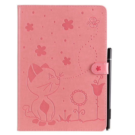 For iPad 10.2 / Air (2019) / Pro 10.5 Cat Bee Embossing Pattern Horizontal Flip Leather Case with Holder & Card Slots & Wallet & Pen Slot & Wake-up / Sleep Function(Pink) - iPad 10.2 Cases by buy2fix | Online Shopping UK | buy2fix