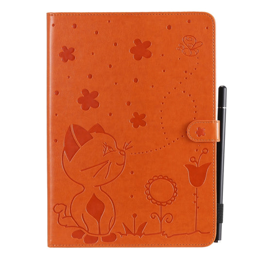 For iPad Air 2 / Air / 9.7 (2018) & (2017) Cat Bee Embossing Pattern Horizontal Flip Leather Case with Holder & Card Slots & Wallet & Pen Slot & Wake-up / Sleep Function(Orange) - iPad 9.7 (2018) & (2017) Cases by buy2fix | Online Shopping UK | buy2fix