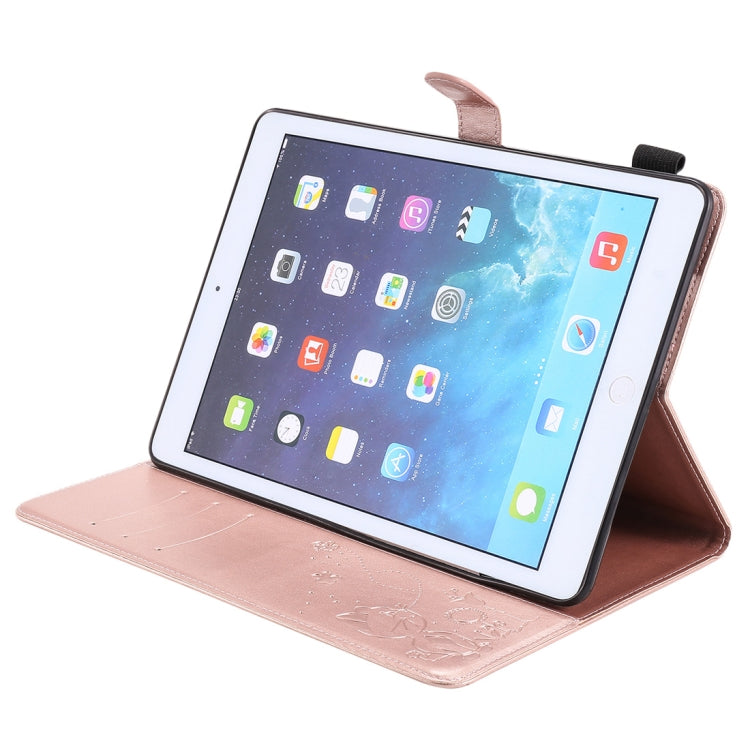For iPad Air 2 / Air / 9.7 (2018) & (2017) Cat Bee Embossing Pattern Horizontal Flip Leather Case with Holder & Card Slots & Wallet & Pen Slot & Wake-up / Sleep Function(Rose Gold) - iPad 9.7 (2018) & (2017) Cases by buy2fix | Online Shopping UK | buy2fix