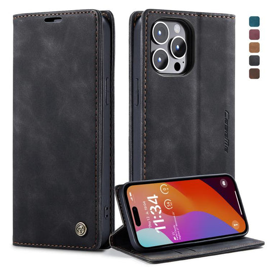 For iPhone 15 Pro Max CaseMe 013 Multifunctional Horizontal Flip Leather Phone Case(Black) - iPhone 15 Pro Max Cases by CaseMe | Online Shopping UK | buy2fix