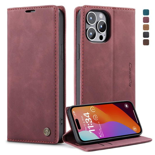 For iPhone 15 Pro CaseMe 013 Multifunctional Horizontal Flip Leather Phone Case(Wine Red) - iPhone 15 Pro Cases by CaseMe | Online Shopping UK | buy2fix