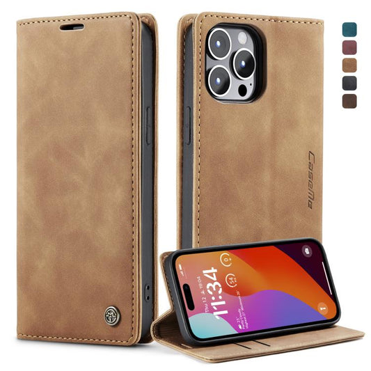 For iPhone 15 Pro CaseMe 013 Multifunctional Horizontal Flip Leather Phone Case(Brown) - iPhone 15 Pro Cases by CaseMe | Online Shopping UK | buy2fix