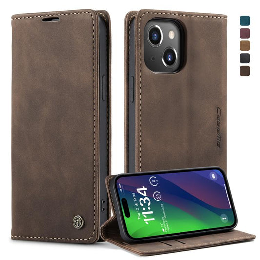 For iPhone 15 CaseMe 013 Multifunctional Horizontal Flip Leather Phone Case(Coffee) - iPhone 15 Cases by CaseMe | Online Shopping UK | buy2fix