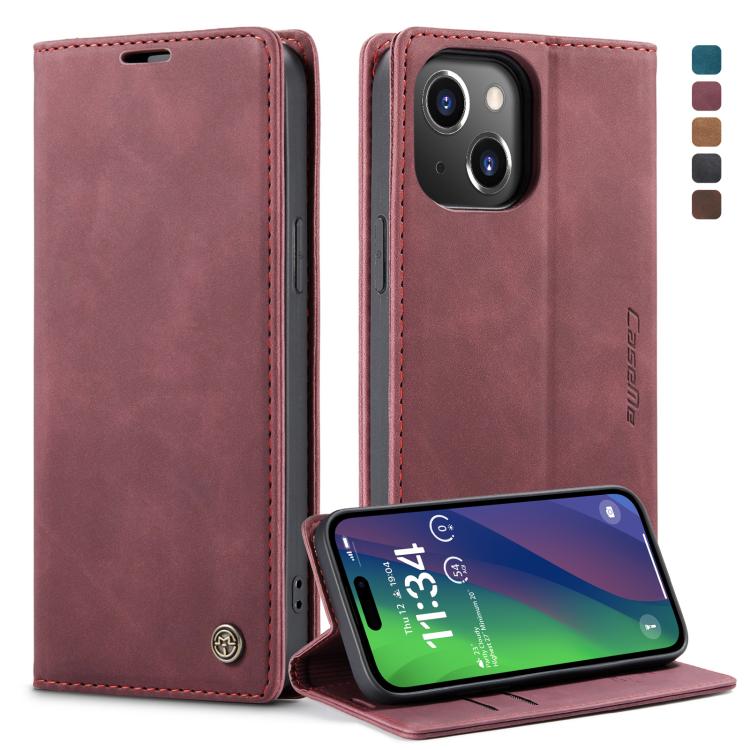 For iPhone 15 CaseMe 013 Multifunctional Horizontal Flip Leather Phone Case(Wine Red) - iPhone 15 Cases by CaseMe | Online Shopping UK | buy2fix