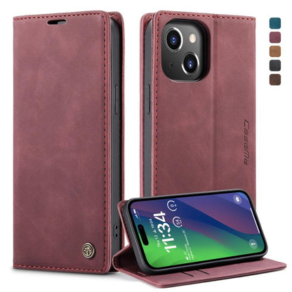 For iPhone 15 CaseMe 013 Multifunctional Horizontal Flip Leather Phone Case(Wine Red) - iPhone 15 Cases by CaseMe | Online Shopping UK | buy2fix