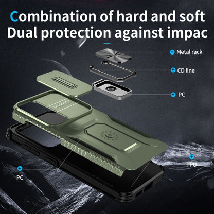 For Samsung Galaxy S24 5G / S25 5G Sliding Camshield Holder Phone Case(Alpine Green) - Galaxy S24 5G Cases by buy2fix | Online Shopping UK | buy2fix