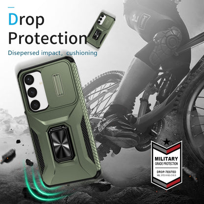 For Samsung Galaxy S24 5G / S25 5G Sliding Camshield Holder Phone Case(Alpine Green) - Galaxy S24 5G Cases by buy2fix | Online Shopping UK | buy2fix