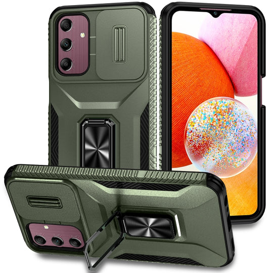For Samsung Galaxy A15 5G Sliding Camshield Holder Phone Case(Alpine Green)