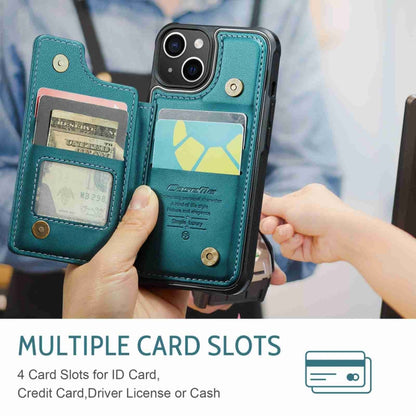 For iPhone 15 Plus CaseMe C22 Card Slots Holder RFID Anti-theft Phone Case(Blue Green) - iPhone 15 Plus Cases by CaseMe | Online Shopping UK | buy2fix
