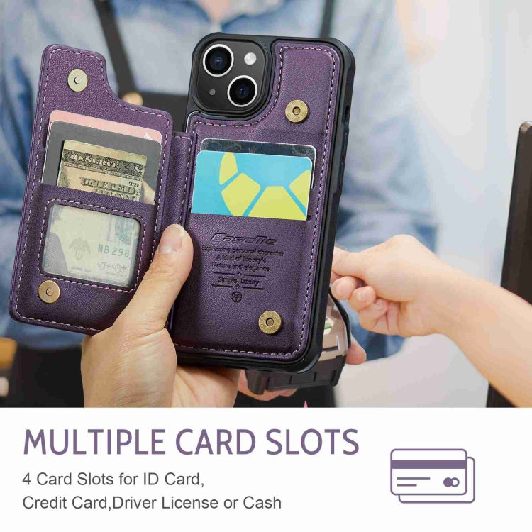 For iPhone 15 Plus CaseMe C22 Card Slots Holder RFID Anti-theft Phone Case(Purple) - iPhone 15 Plus Cases by CaseMe | Online Shopping UK | buy2fix