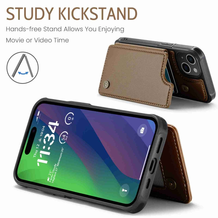 For iPhone 15 CaseMe C22 Card Slots Holder RFID Anti-theft Phone Case(Brown) - iPhone 15 Pro Cases by CaseMe | Online Shopping UK | buy2fix