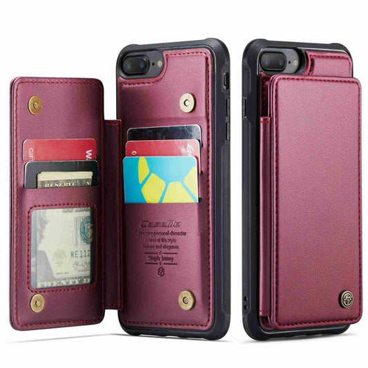 For iPhone 8 Plus / 7 Plus CaseMe C22 Card Slots Holder RFID Anti-theft Phone Case(Wine Red) - More iPhone Cases by CaseMe | Online Shopping UK | buy2fix