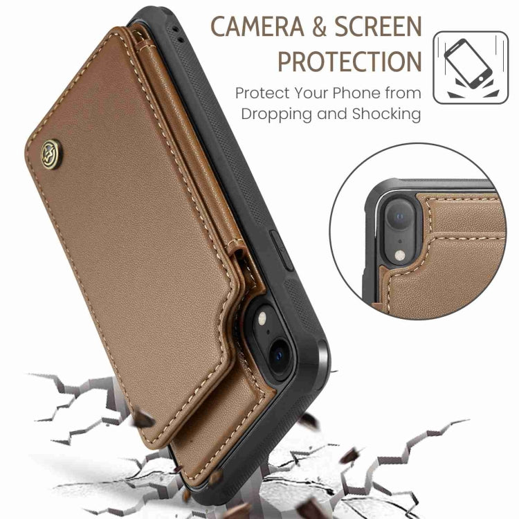 For iPhone XR CaseMe C22 Card Slots Holder RFID Anti-theft Phone Case(Brown) - More iPhone Cases by CaseMe | Online Shopping UK | buy2fix