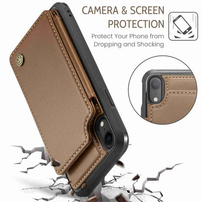 For iPhone XR CaseMe C22 Card Slots Holder RFID Anti-theft Phone Case(Brown) - More iPhone Cases by CaseMe | Online Shopping UK | buy2fix