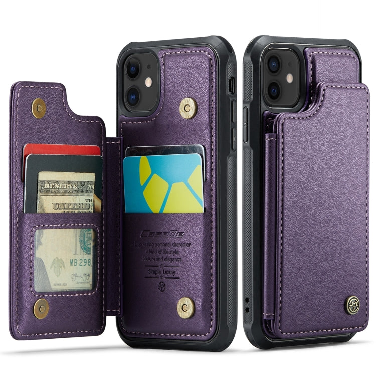 For iPhone 12 / 12 Pro CaseMe C22 Card Slots Holder RFID Anti-theft Phone Case(Purple) - iPhone 12 / 12 Pro Cases by CaseMe | Online Shopping UK | buy2fix