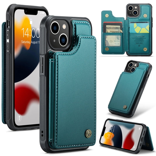 For iPhone 13 CaseMe C22 Card Slots Holder RFID Anti-theft Phone Case(Blue Green) - iPhone 13 Cases by CaseMe | Online Shopping UK | buy2fix
