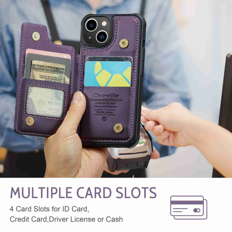 For iPhone 13 CaseMe C22 Card Slots Holder RFID Anti-theft Phone Case(Purple) - iPhone 13 Cases by CaseMe | Online Shopping UK | buy2fix