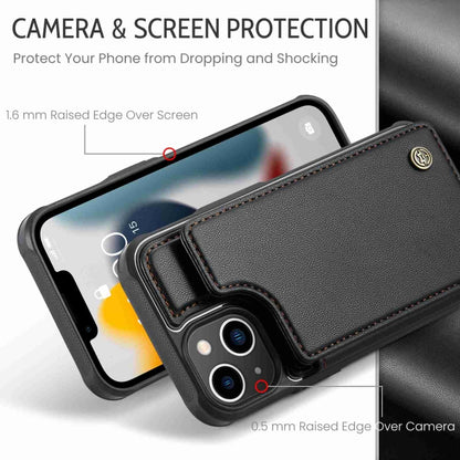 For iPhone 13 CaseMe C22 Card Slots Holder RFID Anti-theft Phone Case(Black) - iPhone 13 Cases by CaseMe | Online Shopping UK | buy2fix