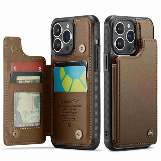 For iPhone 14 Pro CaseMe C22 Card Slots Holder RFID Anti-theft Phone Case(Brown) - iPhone 14 Pro Cases by CaseMe | Online Shopping UK | buy2fix