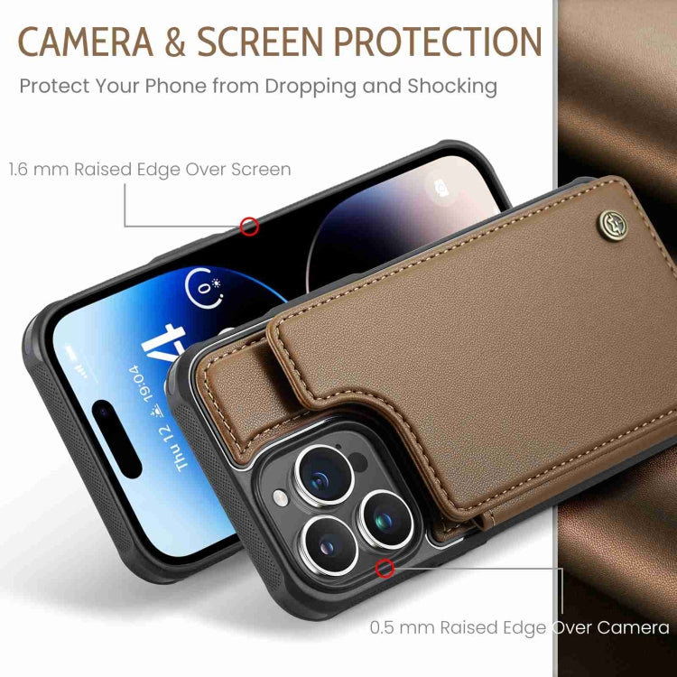 For iPhone 14 Pro Max CaseMe C22 Card Slots Holder RFID Anti-theft Phone Case(Brown) - iPhone 14 Pro Max Cases by CaseMe | Online Shopping UK | buy2fix