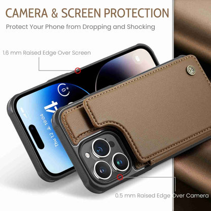 For iPhone 14 Pro Max CaseMe C22 Card Slots Holder RFID Anti-theft Phone Case(Brown) - iPhone 14 Pro Max Cases by CaseMe | Online Shopping UK | buy2fix