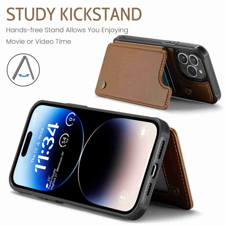 For iPhone 14 Pro Max CaseMe C22 Card Slots Holder RFID Anti-theft Phone Case(Brown) - iPhone 14 Pro Max Cases by CaseMe | Online Shopping UK | buy2fix