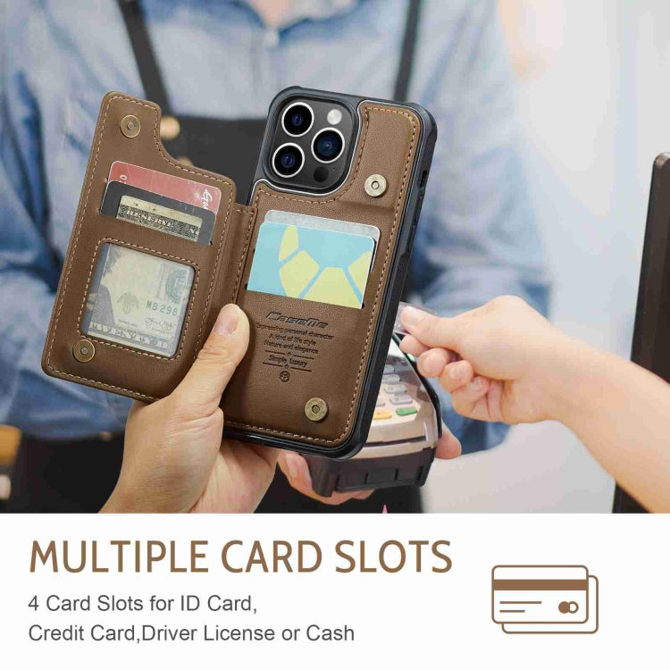 For iPhone 14 Pro Max CaseMe C22 Card Slots Holder RFID Anti-theft Phone Case(Brown) - iPhone 14 Pro Max Cases by CaseMe | Online Shopping UK | buy2fix