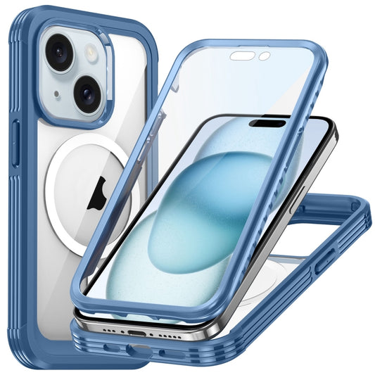For iPhone 15 Life Waterproof MagSafe Magnetic Rugged Phone Case(Blue) - iPhone 15 Cases by buy2fix | Online Shopping UK | buy2fix