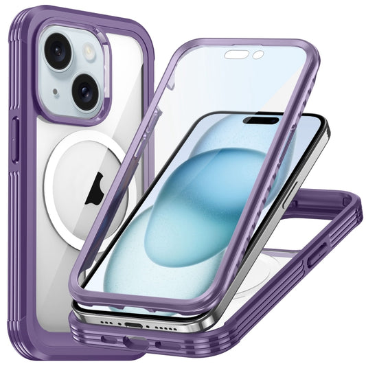 For iPhone 15 Life Waterproof MagSafe Magnetic Rugged Phone Case(Purple) - iPhone 15 Cases by buy2fix | Online Shopping UK | buy2fix