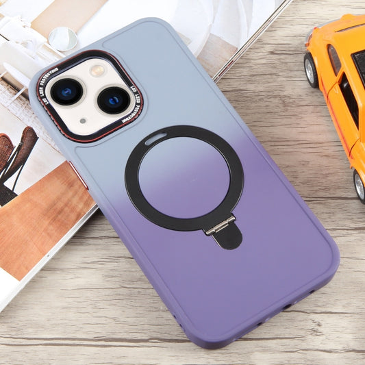 For iPhone 14 Gradient MagSafe Holder Liquid TPU Hybrid PC Phone Case(Blue Purple) by buy2fix