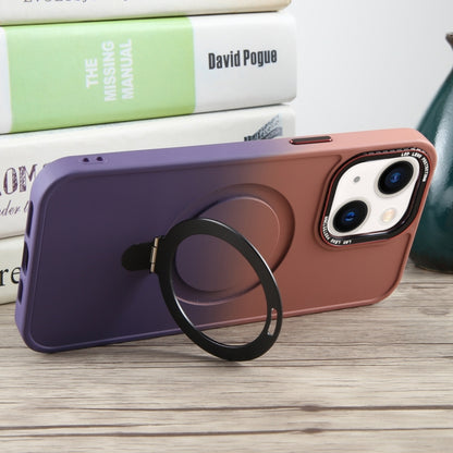 For iPhone 14 Gradient MagSafe Holder Liquid TPU Hybrid PC Phone Case(Pink Purple) by buy2fix