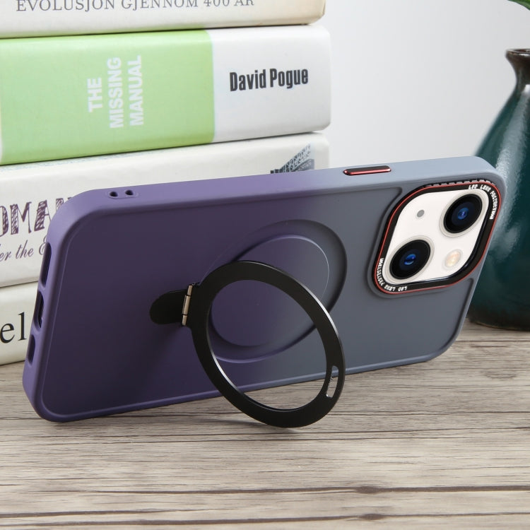 For iPhone 13 Gradient MagSafe Holder Liquid TPU Hybrid PC Phone Case(Blue Purple) by buy2fix