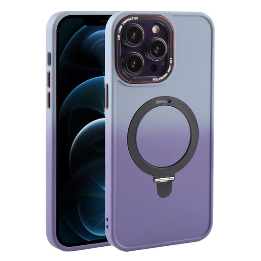 For iPhone 12 Pro Max Gradient MagSafe Holder Liquid TPU Hybrid PC Phone Case(Blue Purple) by buy2fix