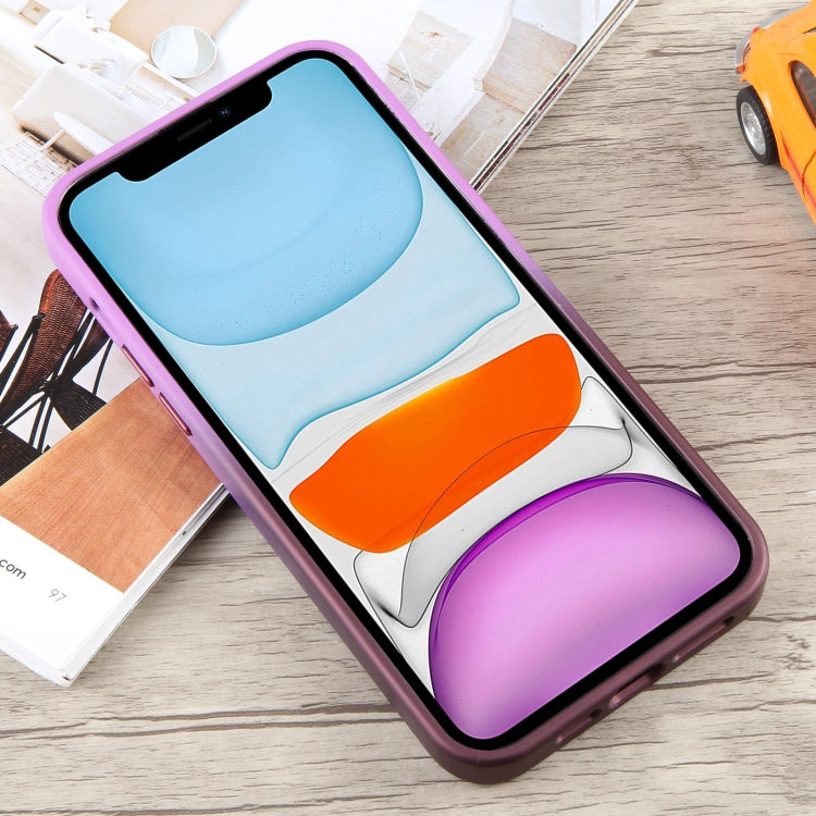 For iPhone 11 Gradient MagSafe Holder Liquid TPU Hybrid PC Phone Case(Purple Wine Red) by buy2fix
