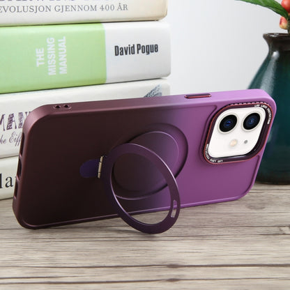 For iPhone 11 Gradient MagSafe Holder Liquid TPU Hybrid PC Phone Case(Purple Wine Red) by buy2fix