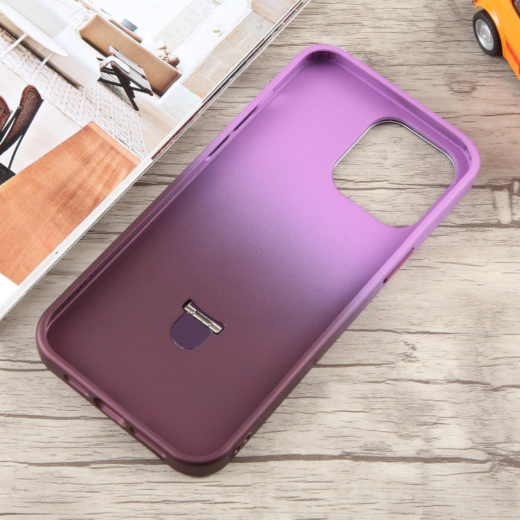 For iPhone 11 Gradient MagSafe Holder Liquid TPU Hybrid PC Phone Case(Purple Wine Red) by buy2fix