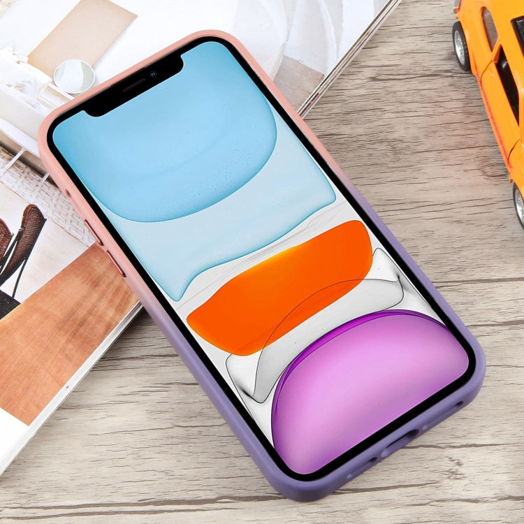 For iPhone 11 Gradient MagSafe Holder Liquid TPU Hybrid PC Phone Case(Pink Purple) by buy2fix